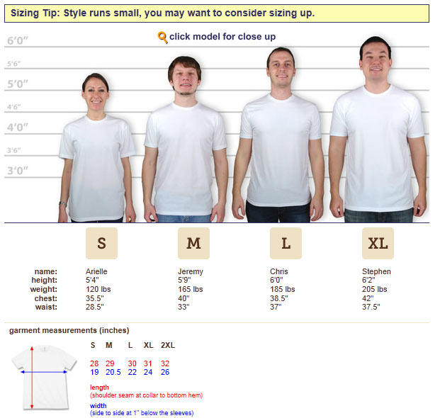 Custom Ink Sweatshirt Size Chart